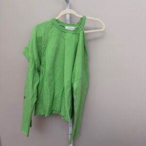 storets Neon Green One-Shoulder Cutout Sweatshirt size S/M
